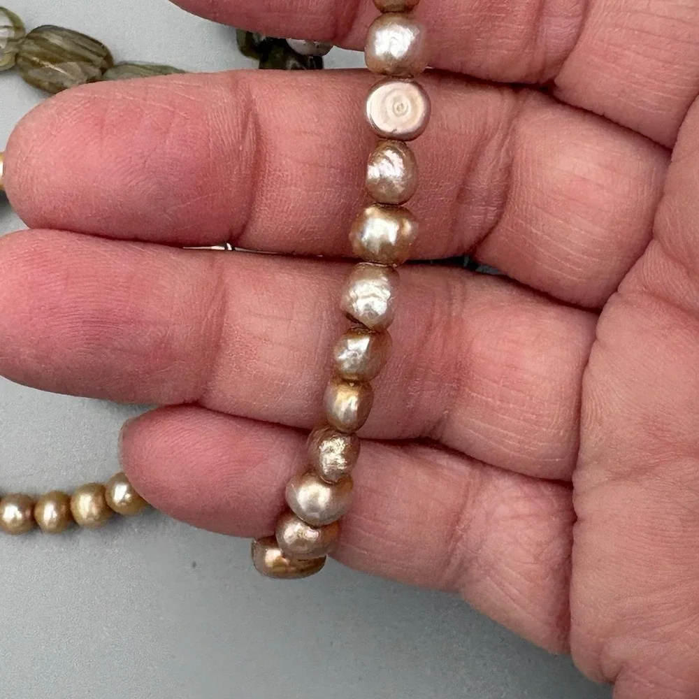 SILPADA Copper Pearls 5 Strand Bracelet Sterling Sunstone Tassel 7